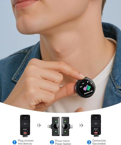 Mini Microphone, 3 in 1 Wireless Lavalier Microphones for iPhone, iPad, Camera and Android Devices, Noise Reduction Lapel Mic in Saudi Arabia