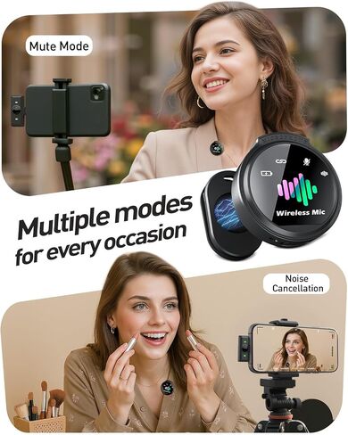 Mini Microphone, 3 in 1 Wireless Lavalier Microphones for iPhone, iPad, Camera and Android Devices, Noise Reduction Lapel Mic in Saudi Arabia