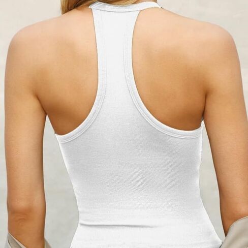 Higianna نساء مثير Deep v دبابة مضلعة أعلى - قميص متماسكة بلا أكمام للملابس الصيفية غير الرسمية in Kuwait