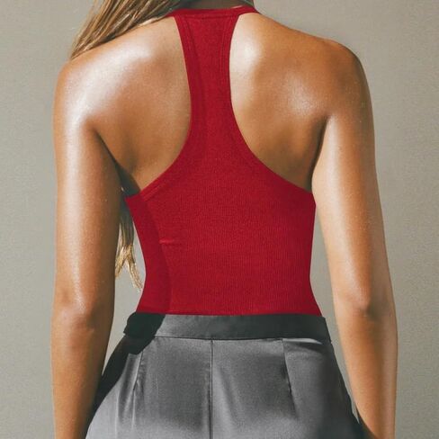 Higianna نساء مثير Deep v دبابة مضلعة أعلى - قميص متماسكة بلا أكمام للملابس الصيفية غير الرسمية in Kuwait