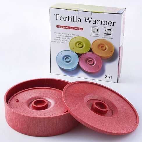 Tortilla Warmer - Tortilla Server -Pancake Keeper -One Large & One Small Combination - Food Container - Perfect for Keeping Tortillas, Pancakes, Waffles Warm -Microwave Save (Red) in Saudi Arabia