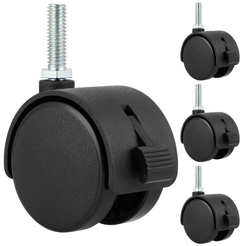 2" Nylon Plastic Swivel Caster Wheels with Brake, 5/16"-18 Threaded Stem, 45 lbs Load Capacity per Wheel, Replacement for Rolling Cart, Shelving Units, Dolly, Bedside Table, Bird Cage, 4 Pcs in Saudi Arabia