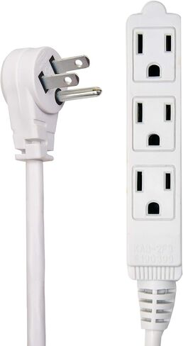 Flat Multiple Outlet Extension Cord 30 Ft for Indoor Use by Electes- UL-Listed 3-Prong Multi Extension Wire- Space-Saving Flat Angled Extension Cord- White in Saudi Arabia