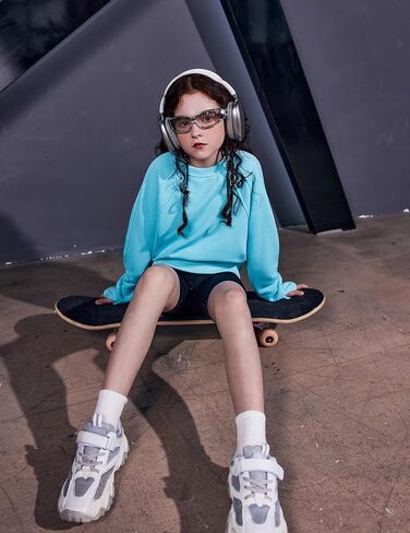 Arshiner Girls Sweatshirt Crop Tops for Teens Cropped Crewneck Pullover Ribbed Long Sleeve Shirts Thumb Hole in Saudi Arabia
