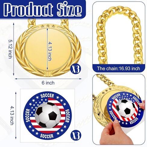 3 مجموعة ميدالية لسلسلة الدوران الرياضية لـ MVP 6 "Big Greest في كل الأوقات Gold Trophy Necklace Basketball Champion سلسلة لإنجازات هدايا جائزة Football Fantasy Athlete in Kuwait