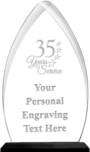 35 Years of Service Acrylic Award, 6.75" H Personalized Years of Service Award with Custom Engraving Prime in Saudi Arabia