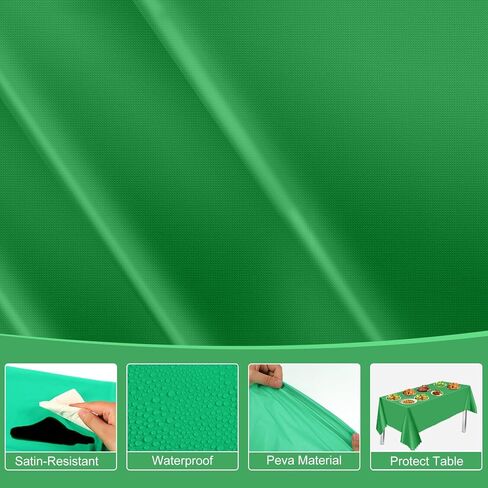 3 حزمة من البلاستيك المظلات الأخضر ، 54 × 108 بوصة قماشية قابلة للتصرف في الأسقلوب ، أغطية طاولات خضراء مقاومة للماء لدش الزفاف دش الطفل شاي حديقة عيد ميلاد حفلة in Kuwait