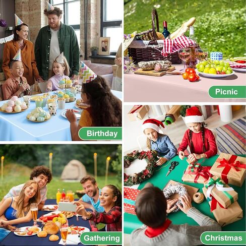 3 حزمة من البلاستيك المظلات الأخضر ، 54 × 108 بوصة قماشية قابلة للتصرف في الأسقلوب ، أغطية طاولات خضراء مقاومة للماء لدش الزفاف دش الطفل شاي حديقة عيد ميلاد حفلة in Kuwait