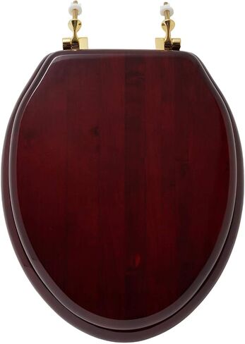 Signature Hardware 153867 Luxury Mahogany Oak Elongated Closed-Front Toilet Seat - Mahogany/Chrome in Saudi Arabia