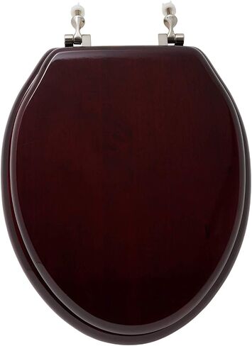 Signature Hardware 153867 Luxury Mahogany Oak Elongated Closed-Front Toilet Seat - Mahogany/Chrome in Saudi Arabia