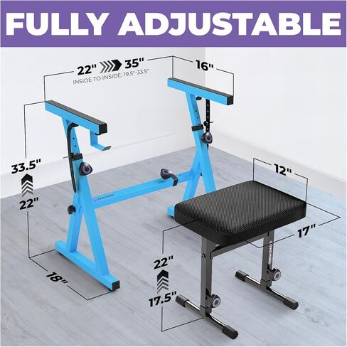 Liquid Stands Keyboard Stand and Bench Set - Portable Heavy Duty Digital Piano Stand for 54-88 Key Electric Pianos & Adjustable Piano Bench, Chair, Seat, Stool - Keyboard Music Accessories (Black) in Saudi Arabia