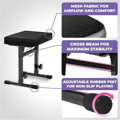 Liquid Stands Keyboard Stand and Bench Set - Portable Heavy Duty Digital Piano Stand for 54-88 Key Electric Pianos & Adjustable Piano Bench, Chair, Seat, Stool - Keyboard Music Accessories (Black) in Saudi Arabia