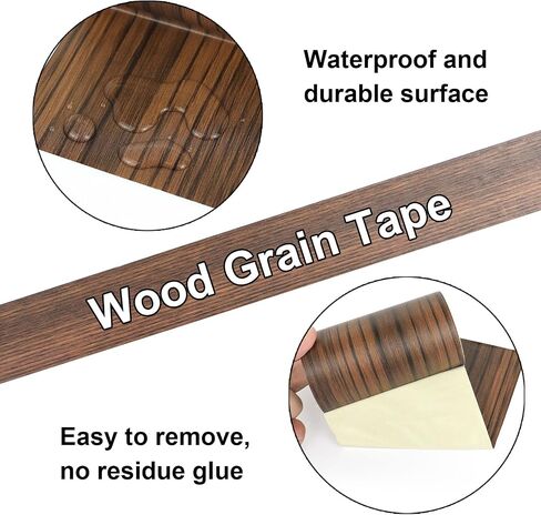 BOMEI PACK White Grain Repair Tape 4inch X 33ft,Self Adhesive Repair Patch for Furniture, Floors, Cabinets, Windows, Doors, RV, Home Decor and DIY Projects,1 Roll (Black) in Saudi Arabia