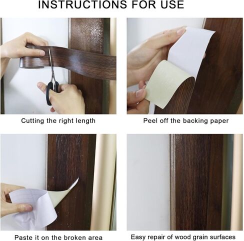 BOMEI PACK White Grain Repair Tape 4inch X 33ft,Self Adhesive Repair Patch for Furniture, Floors, Cabinets, Windows, Doors, RV, Home Decor and DIY Projects,1 Roll (Black) in Saudi Arabia