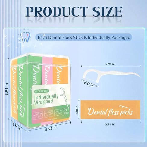 120 Count Dental Floss Picks, Multi-Color Oral Care Individually Wrapped Flossers for Adults, Disposable Tooth Floss Picks for Teeth, Travel Floss Bag for Hotel, Restaurant, Office, Car in Saudi Arabia