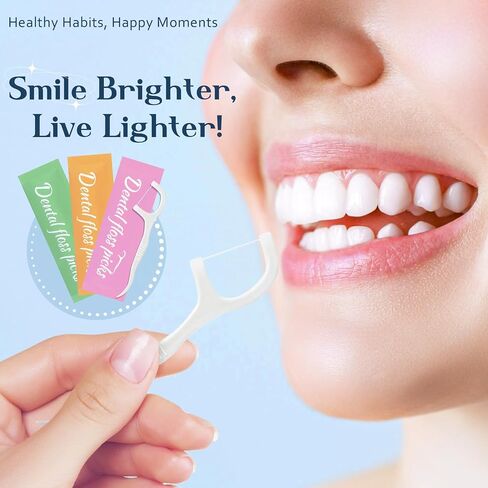 120 Count Dental Floss Picks, Multi-Color Oral Care Individually Wrapped Flossers for Adults, Disposable Tooth Floss Picks for Teeth, Travel Floss Bag for Hotel, Restaurant, Office, Car in Saudi Arabia