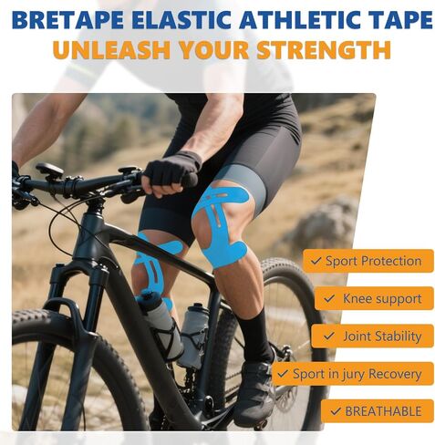 Precut Kinesiology Tape for Knees – 14 PCS Knee Tape for Pain Relief & Support, Elastic Waterproof Sports Tape, Breathable & Latex-Free, Pre Cut Athletic Tape for Workout & Injury Recovery, Blue in Saudi Arabia