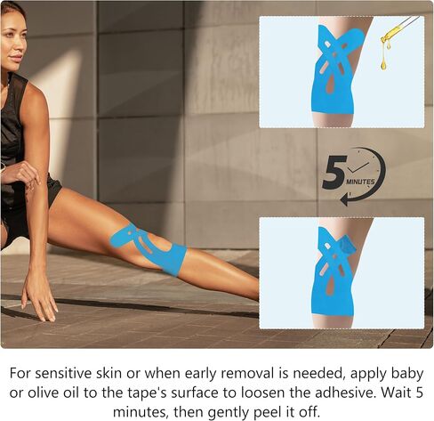 Precut Kinesiology Tape for Knees – 14 PCS Knee Tape for Pain Relief & Support, Elastic Waterproof Sports Tape, Breathable & Latex-Free, Pre Cut Athletic Tape for Workout & Injury Recovery, Blue in Saudi Arabia