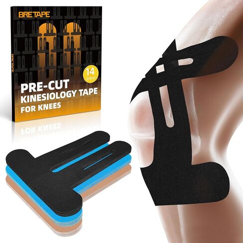 Precut Kinesiology Tape for Knees – 14 PCS Knee Tape for Pain Relief & Support, Elastic Waterproof Sports Tape, Breathable & Latex-Free, Pre Cut Athletic Tape for Workout & Injury Recovery, Blue in Saudi Arabia
