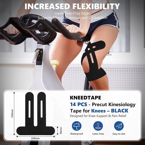Precut Kinesiology Tape for Knees – 14 PCS Knee Tape for Pain Relief & Support, Elastic Waterproof Sports Tape, Breathable & Latex-Free, Pre Cut Athletic Tape for Workout & Injury Recovery, Blue in Saudi Arabia
