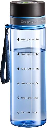 Plastic Water Bottles, 28oz Clear Water Bottle with Measurements, Wide Mouth Water Bottle with Strap, Gym Water Bottles for Men (Grey) in Kuwait