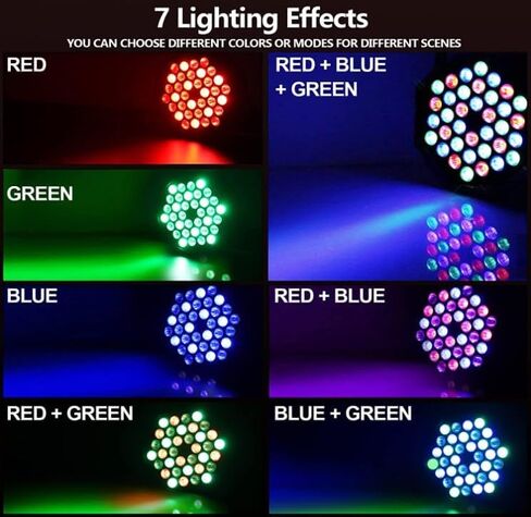 Litake 36 LED Stage Lights RGB DJ LED Par Light Remote & DMX Controlled Sound Activated Auto Play Uplighting for Wedding Birthday Christmas Holiday Music Show Dance Party Stage Lighting-4 Pack in Kuwait