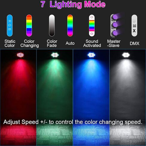 Litake 36 LED Stage Lights RGB DJ LED Par Par Light Remote & DMX Sound Sound Activated Auto Playing Uplighting لعيد ميلاد العطلات الموسيقية العطلة للرقص مرحلة الإضاءة-4 حزمة in Saudi Arabia