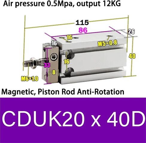 CDUK20 25 Anti-Rotation Mini Free Mount Pneumatic Cylinder Bore 20 25mm Built-in Magne Double Acting Micro Single Rod(CDUK20X20D) in Kuwait