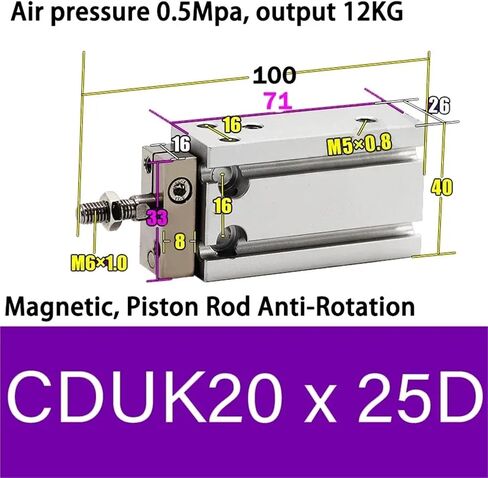 CDUK20 25 Anti-Rotation Mini Free Mount Pneumatic Cylinder Bore 20 25mm Built-in Magne Double Acting Micro Single Rod(CDUK20X20D) in Kuwait