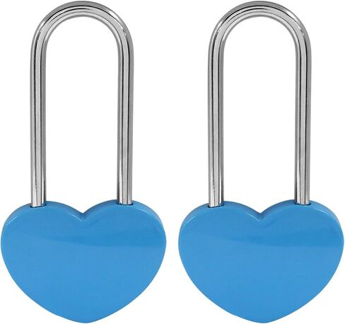 حب القفل القفل ، 2 PCS قفل القلب الأزرق على شكل 3.5 "50 ملم لحفل الزفاف ، عيد الحب ، الذكرى السنوية ، السفر ، عيد الحب ، الجسر (لا مفتاح) in Kuwait