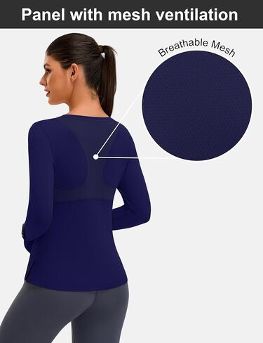BMJL Womens Long Sleeve Workout Tops UPF 50+ Sun Protection Shirt with Mesh Panel for Athletic Hiking Running in Saudi Arabia