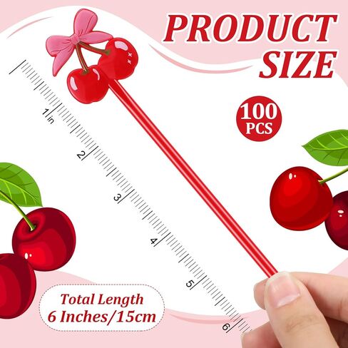 30 Pcs Cherry Bow Drink Stirrers 6 Inch Pink Red Coquette Bow Swizzle Sticks Plastic Preppy Coffee Cocktail Stir Sticks for Bachelorette Galentines Day Valentines Wedding Party Favors in Saudi Arabia
