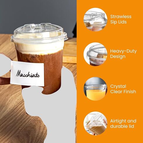 32oz Clear Plastic Cups With Lids & Straws Thick, Reusable, Disposable Iced Coffee Cups for Smoothies, Beer & Any Beverages for Parties, Weddings & Gatherings (50 Sets) in Saudi Arabia