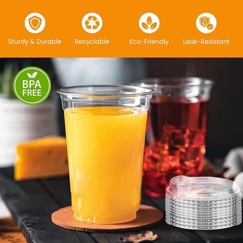 32oz Clear Plastic Cups With Lids & Straws Thick, Reusable, Disposable Iced Coffee Cups for Smoothies, Beer & Any Beverages for Parties, Weddings & Gatherings (50 Sets) in Saudi Arabia