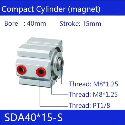 SDA40 Cylinder Magnet Compact SDA Series Bore 40mm Stroke 5-40mm أسطوانات الهواء المزدوجة ACTION ISO (SDA40X5S) in Kuwait