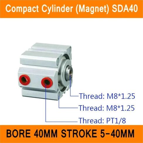 SDA40 Cylinder Magnet Compact SDA Series Bore 40mm Stroke 5-40mm أسطوانات الهواء المزدوجة ACTION ISO (SDA40X5S) in Kuwait