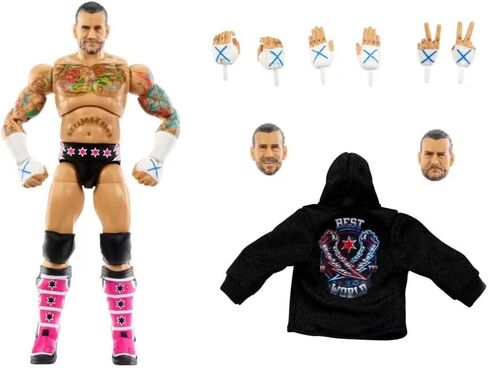 Mattel WWE Ultimate Edition Action Figure & Accessories Set, CM Punk 6-inch Collectible, Swappable Heads & Hands, 30 Articulation Points in Saudi Arabia
