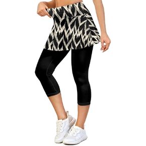 Skirted Leggings for Women Athletic Tennis Skirt Capri Leggings with Pockets in Saudi Arabia