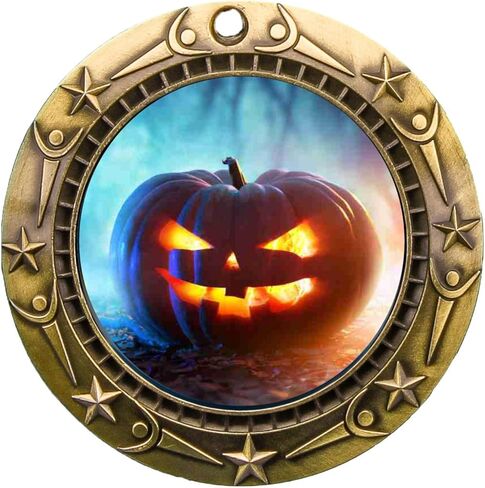 Halloween Pumpkin Medal - Gold, Silver or Bronze Finish - Custom Engraved World Class Medal with Black Ribbon - Trick or Treat Award, Costume Contest Prize, Fall Festival (3 Inch Wide) in Saudi Arabia