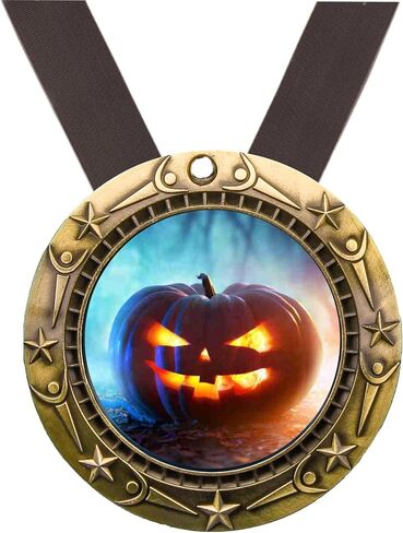 Halloween Pumpkin Medal - Gold, Silver or Bronze Finish - Custom Engraved World Class Medal with Black Ribbon - Trick or Treat Award, Costume Contest Prize, Fall Festival (3 Inch Wide) in Saudi Arabia
