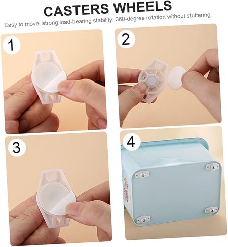 PRETYZOOM 4pcs Self Adhesive Casters Wheels Rotation Castor for Storage Bin Easy to Move in Saudi Arabia