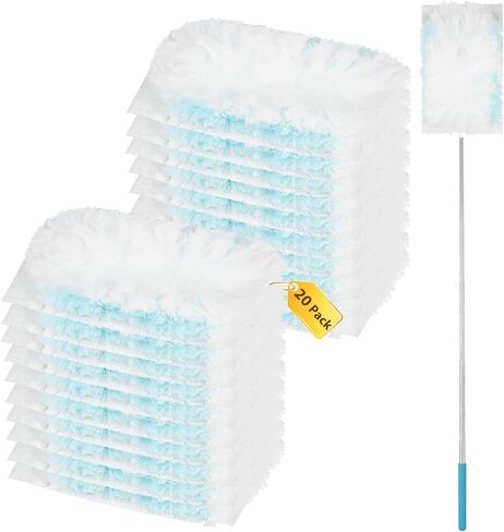 XL 360° Duster Refills | Compatible with Swiffer Duster | 60Count + 1 Handle | Electrostatic Lock-Dust Technology | Heavy Duty Disposable Duster for Furniture, Blinds, Lamps, Allergen Cleaning in Saudi Arabia