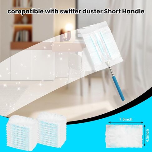 XL 360° Duster Refills | Compatible with Swiffer Duster | 60Count + 1 Handle | Electrostatic Lock-Dust Technology | Heavy Duty Disposable Duster for Furniture, Blinds, Lamps, Allergen Cleaning in Saudi Arabia