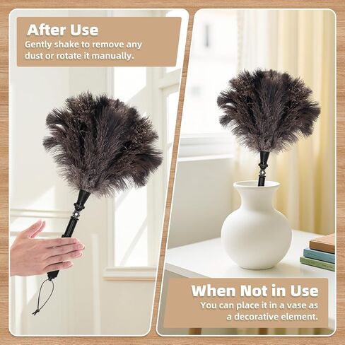 Extendable Ostrich Feather Duster with 17-42 inch Bendable Aluminum Alloy Pole, Natural Fluffy Reusable Feather Duster for Cleaning High Ceilings, Pendant Lamps, Blinds, Furniture and Roof in Saudi Arabia