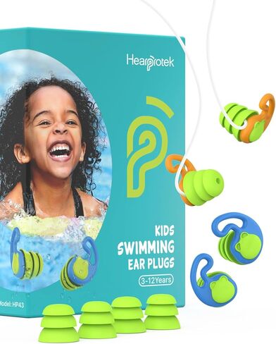 Hearprotek Swimming Ear Slows for Kids ، اثنين من أزواج سدادات أذن مقاومة للماء من القنوات الصغار للأذن من القنوات الصغار للأذن للسباحة للسباحة والاستحمام والحمام والمسبح والرياضات المائية (3-12 عامًا) أرجواني in Kuwait
