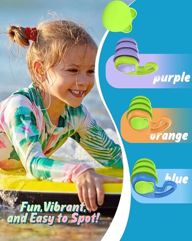 Hearprotek Swimming Ear Slows for Kids ، اثنين من أزواج سدادات أذن مقاومة للماء من القنوات الصغار للأذن من القنوات الصغار للأذن للسباحة للسباحة والاستحمام والحمام والمسبح والرياضات المائية (3-12 عامًا) أرجواني in Kuwait