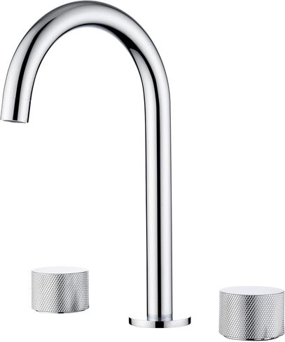 KIBI 2-Handle 8" Widespread Bathroom Sink Faucet with Drain Assembly, Solid Brass 3-Hole Lavatory Faucet | Circular X Design | Corrosion-Resistant with Smooth Water Flow (Brushed Nickel, KBF1026) in Kuwait