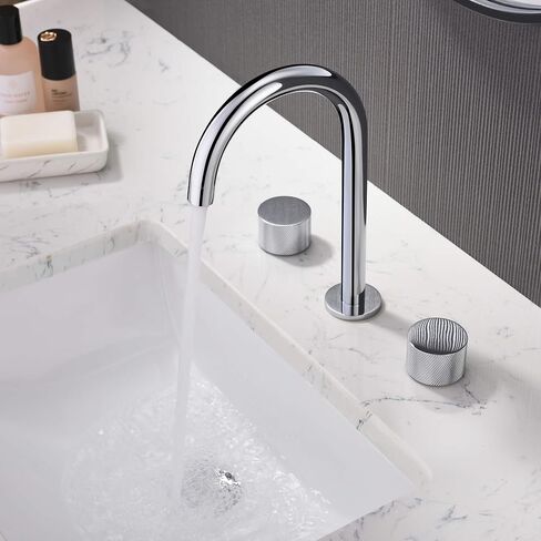 KIBI 2-Handle 8" Widespread Bathroom Sink Faucet with Drain Assembly, Solid Brass 3-Hole Lavatory Faucet | Circular X Design | Corrosion-Resistant with Smooth Water Flow (Brushed Nickel, KBF1026) in Kuwait