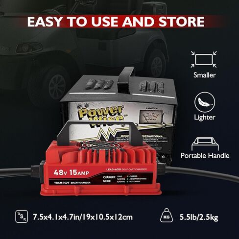15 Amp Golf Cart Arcger لـ 48 Volt Club Car DS & Precedent Lead Acid بطارية مع قابس مستدير من 3 أسنان in Saudi Arabia