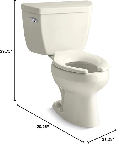 Kohler 3505-0 Wellworth Classic من قطعتين ممدود 1.6 GPF ، أبيض in Kuwait